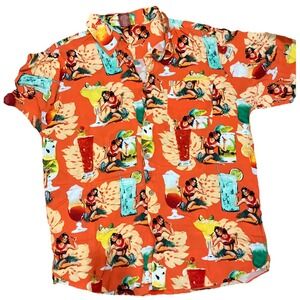 Junction West Hawaiian Mens XL Aloha Shirt Girls Girls Girls & Cocktails